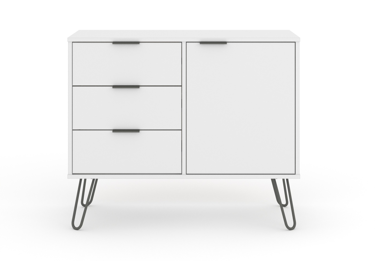 Augusta White Small Sideboard With 1 Door 3 Drawers