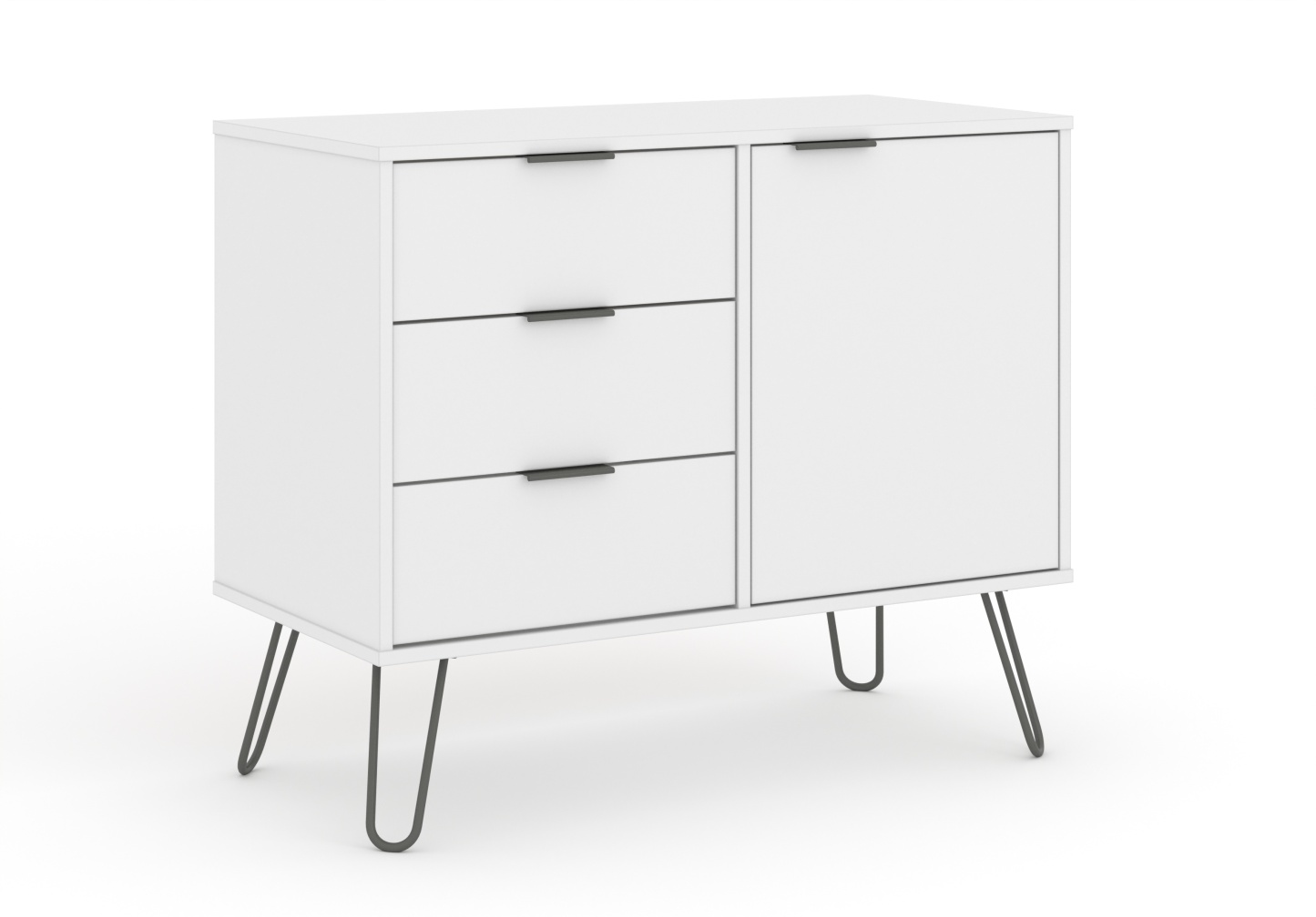 Augusta White Small Sideboard With 1 Door 3 Drawers