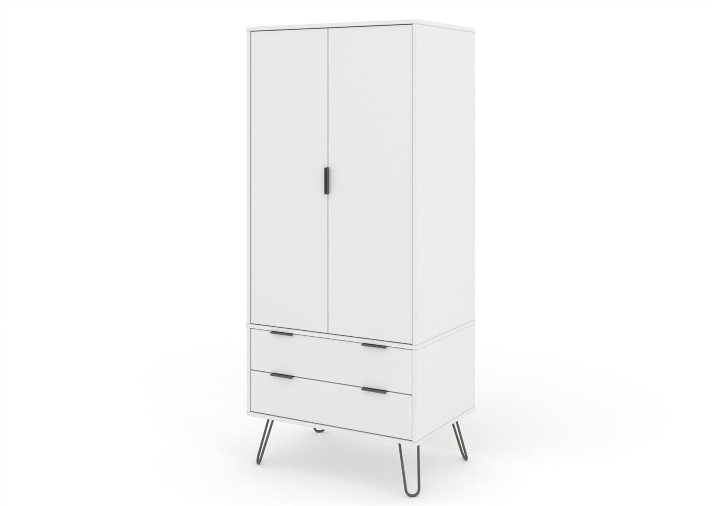 Augusta White 2 Door 2 Drawer Wardrobe