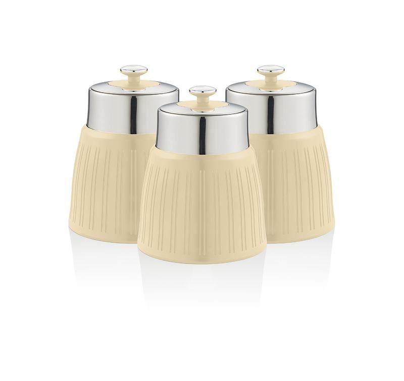 Swan Retro Circle Set of 3 Canisters Cream