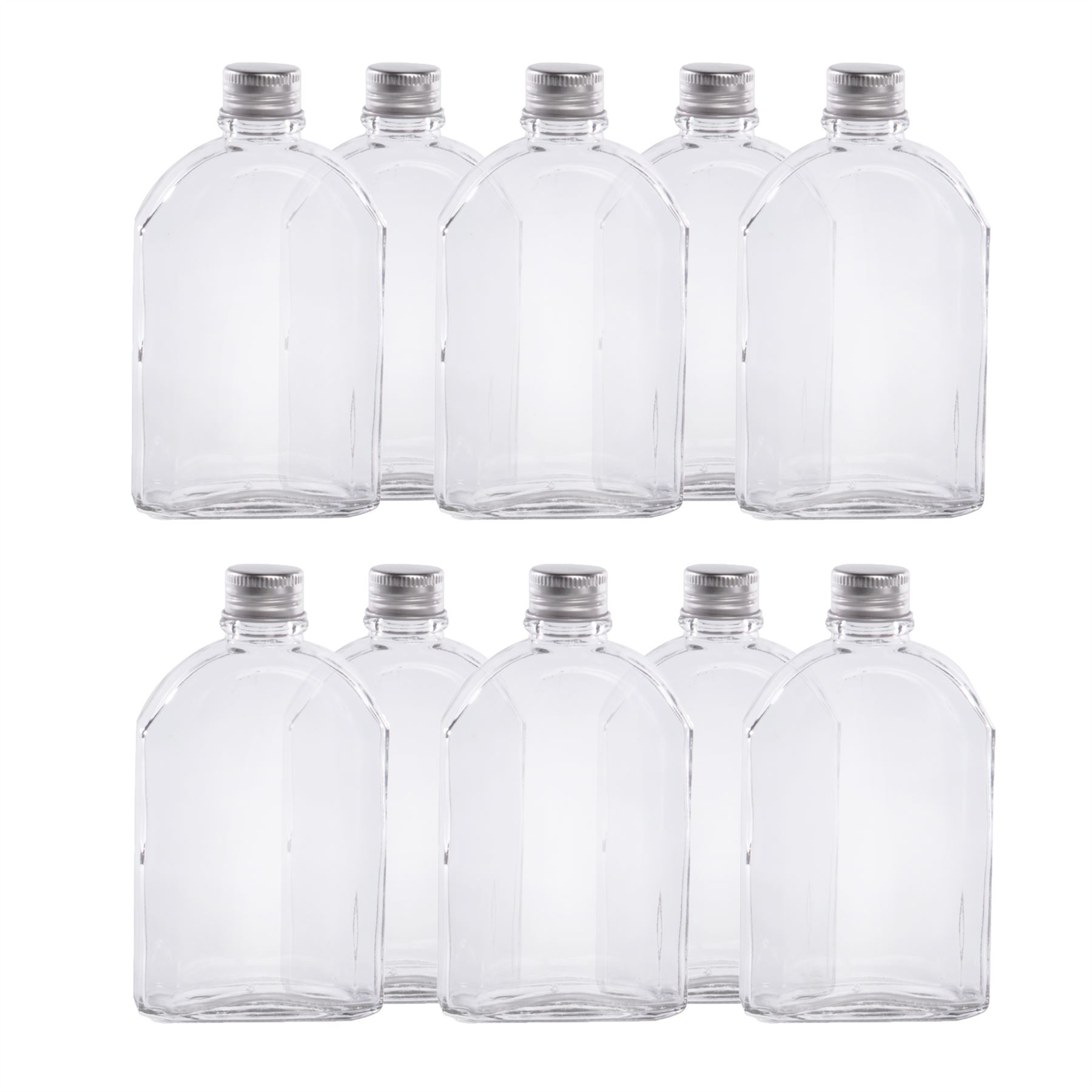 Glass Flask Bottles with Lids 200ml - Set of 10 | Pukkr