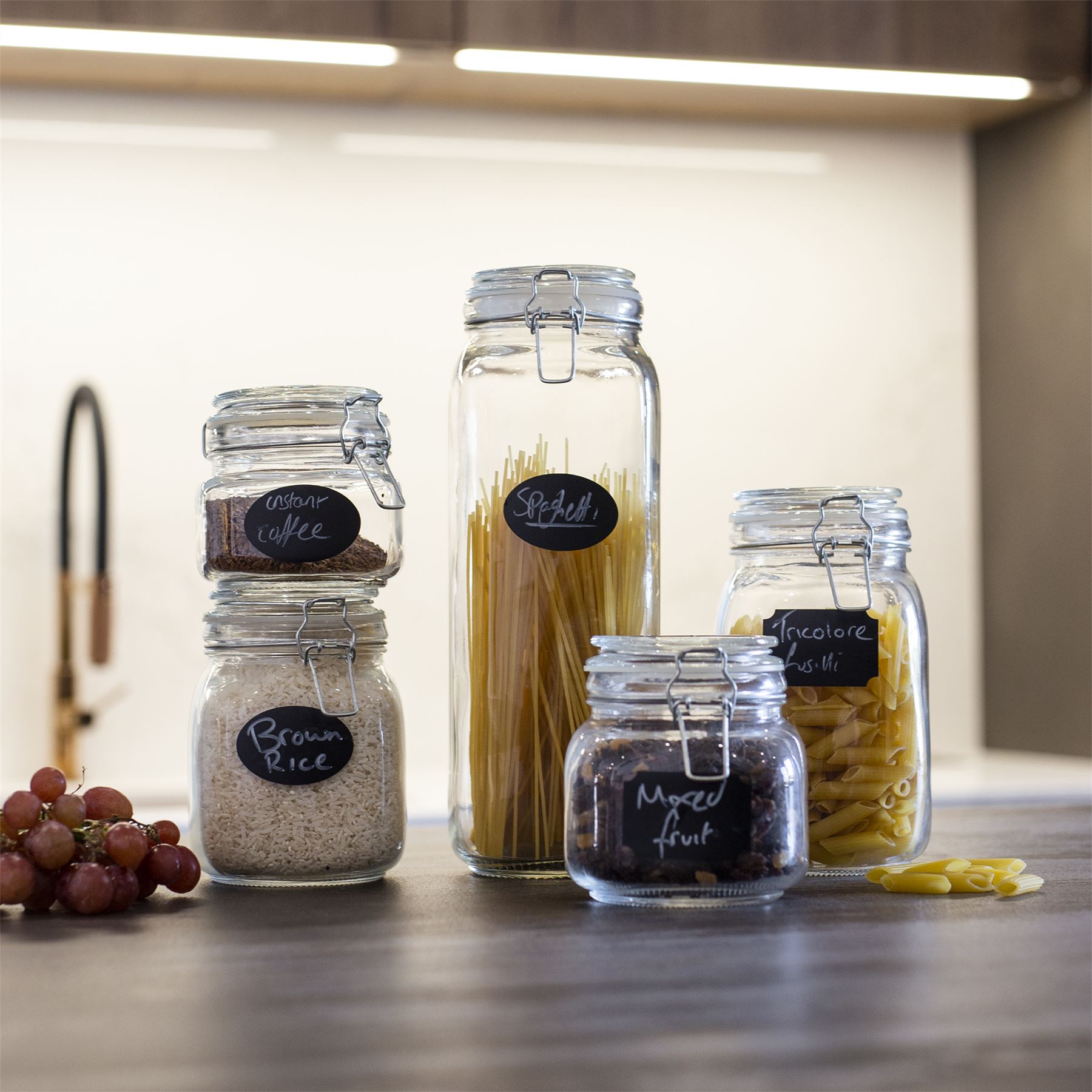 Clip Top Glass Storage Jars - Assorted Set of 5 | M&W