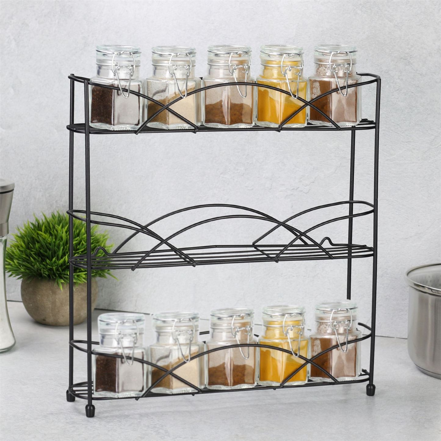 3 Tier Herb & Spice Rack Black | M&W
