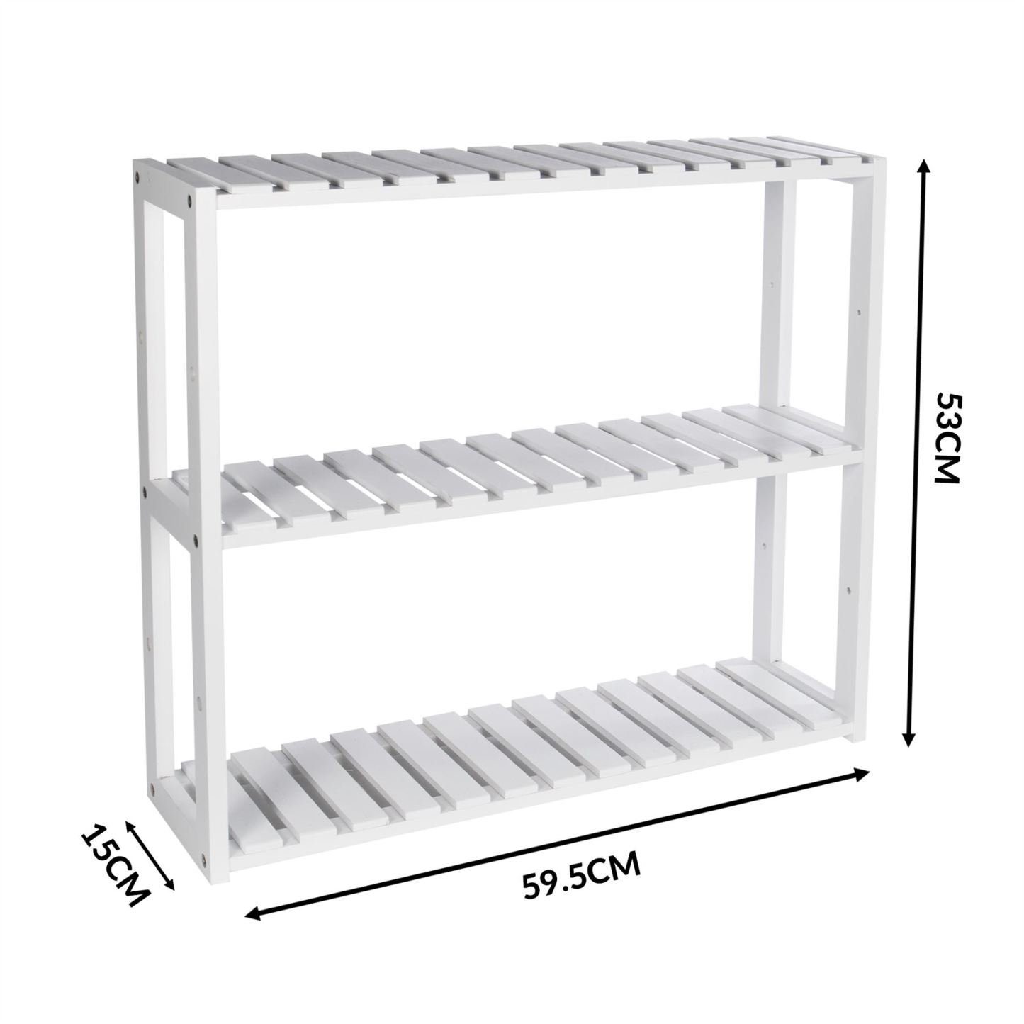 3 Tier Bamboo Shelves - White | M&W