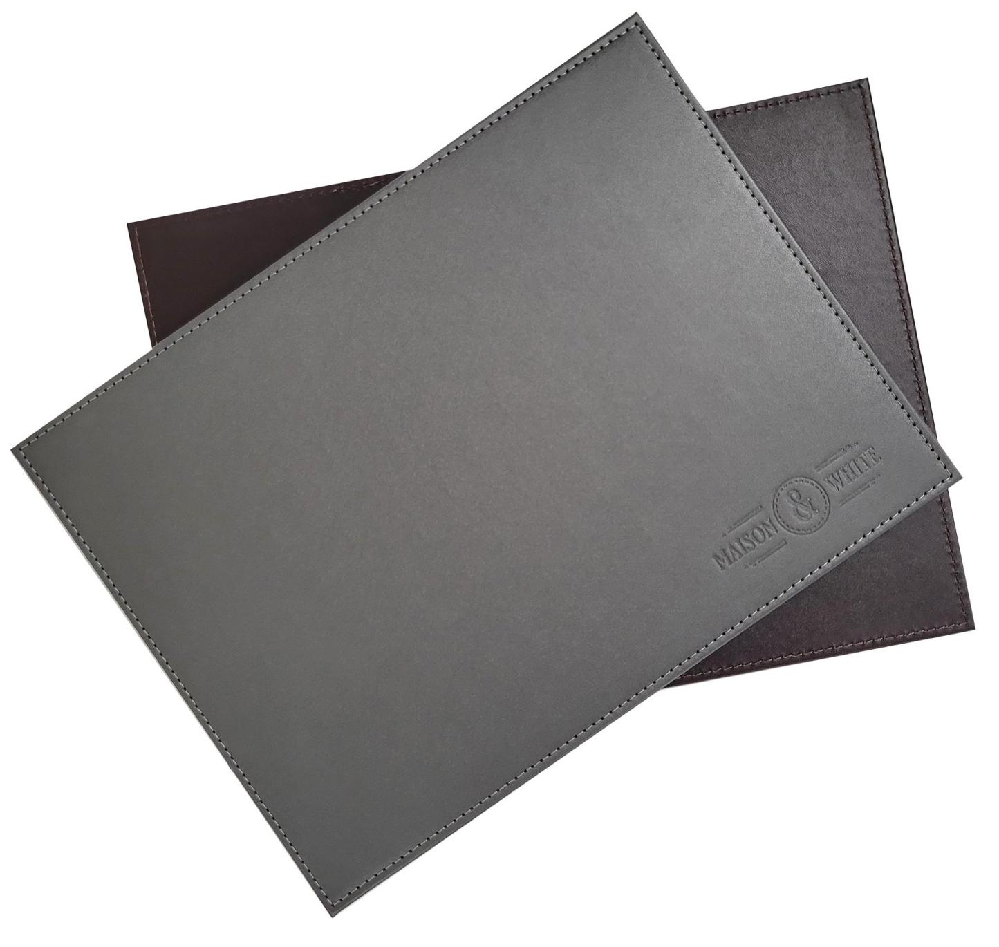 Faux Leather Placemats & Coaster Table Set Grey - 12 Piece | M&W