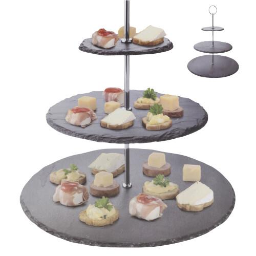 Slate 3 Tier Round Cake Stand with Handle