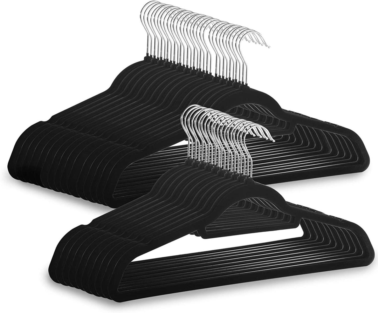 Velvet Coat Hangers Black - Pack of 50 | M&W