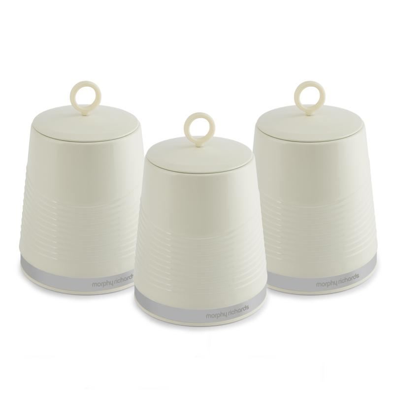 Morphy Richards Dune Set of 3 Canisters Ivory Cream