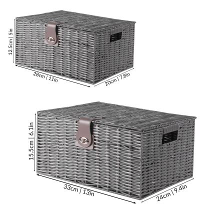 Resin Woven Storage Baskets - Set of 3 Grey | M&W