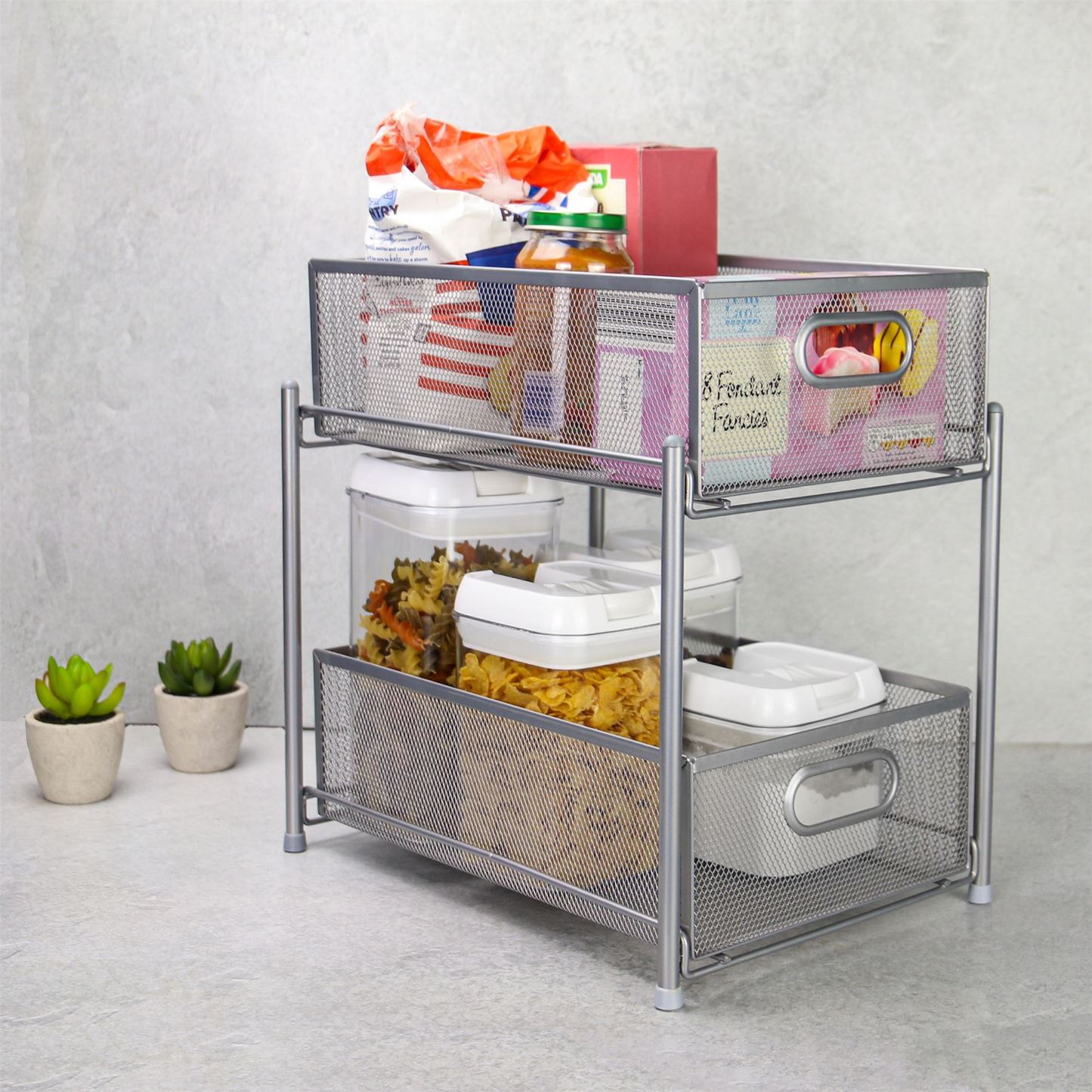 2 Tier Sliding Steel Shelves | M&W
