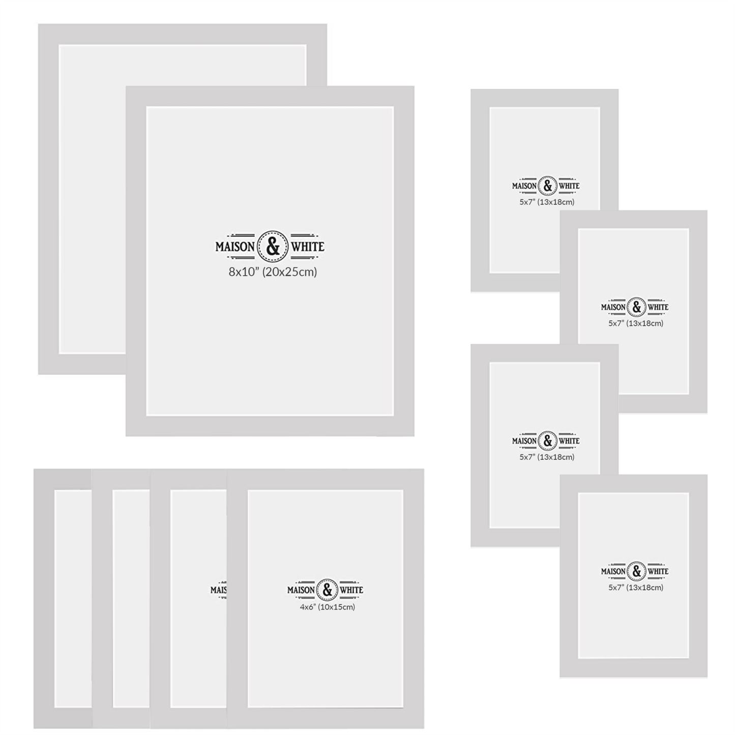 Assorted Photo Frames - Set of 10 White | M&W