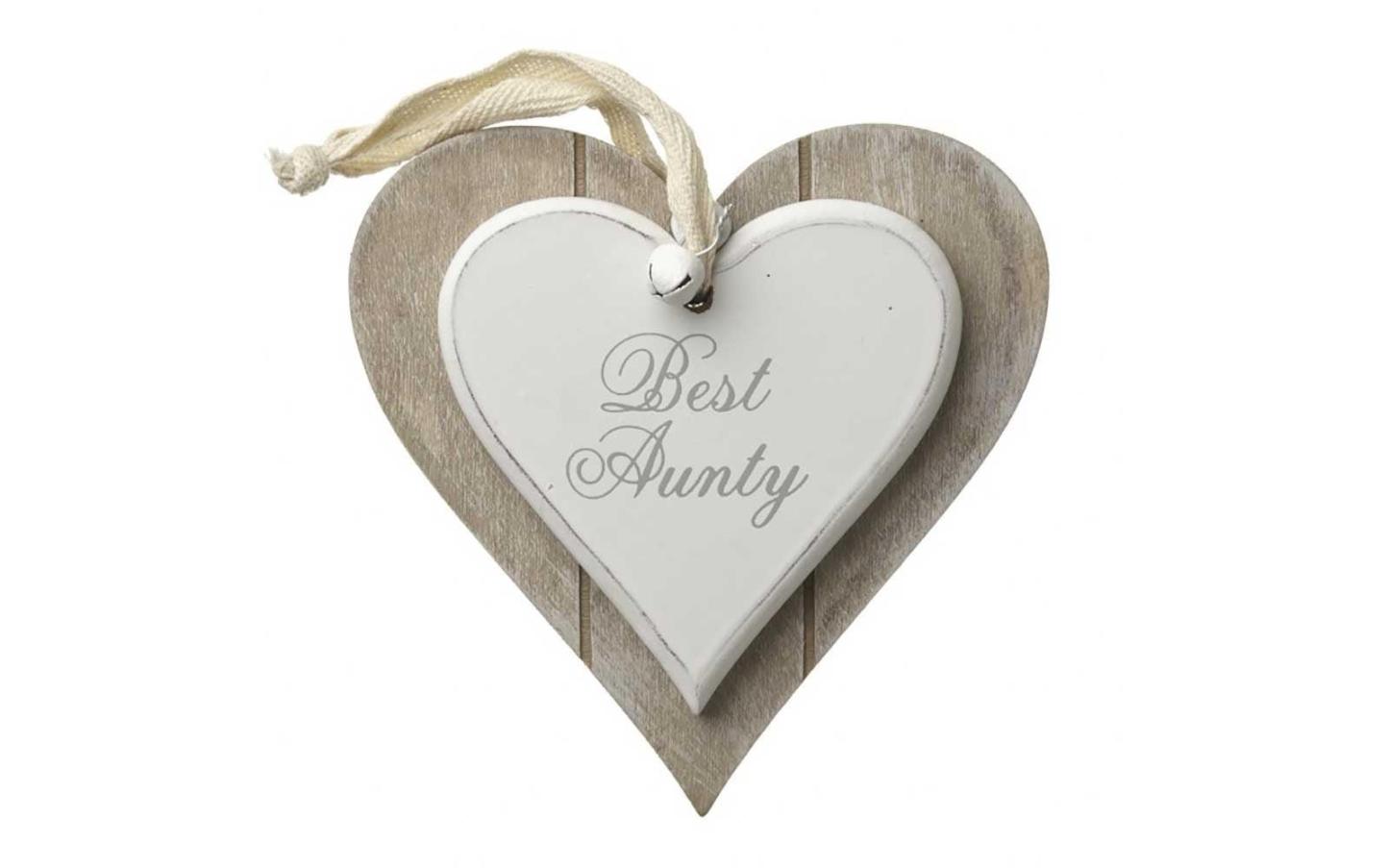 Hanging Wooden Heart Best Aunty by Heaven Sends