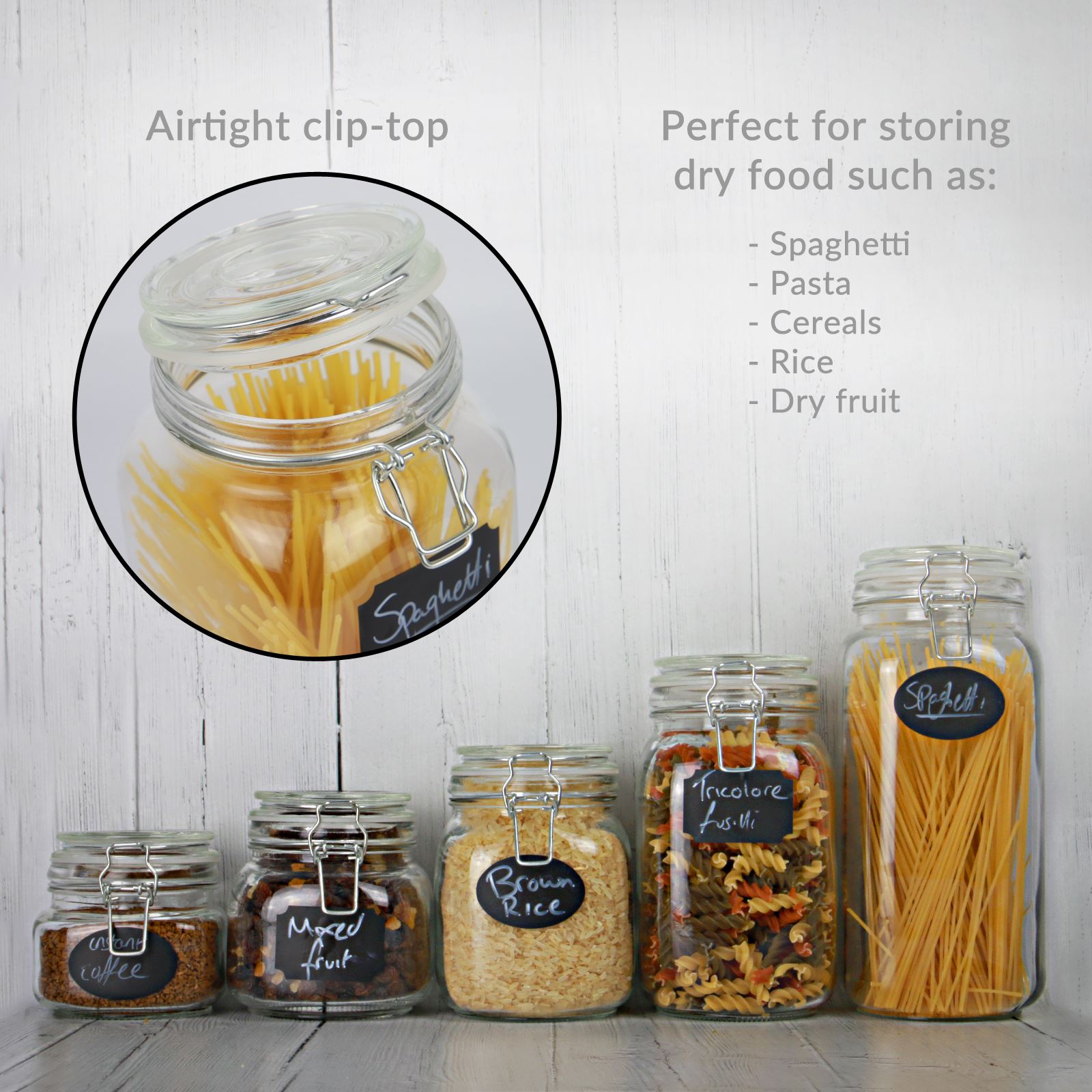 Clip Top Glass Storage Jars - Assorted Set of 5 | M&W