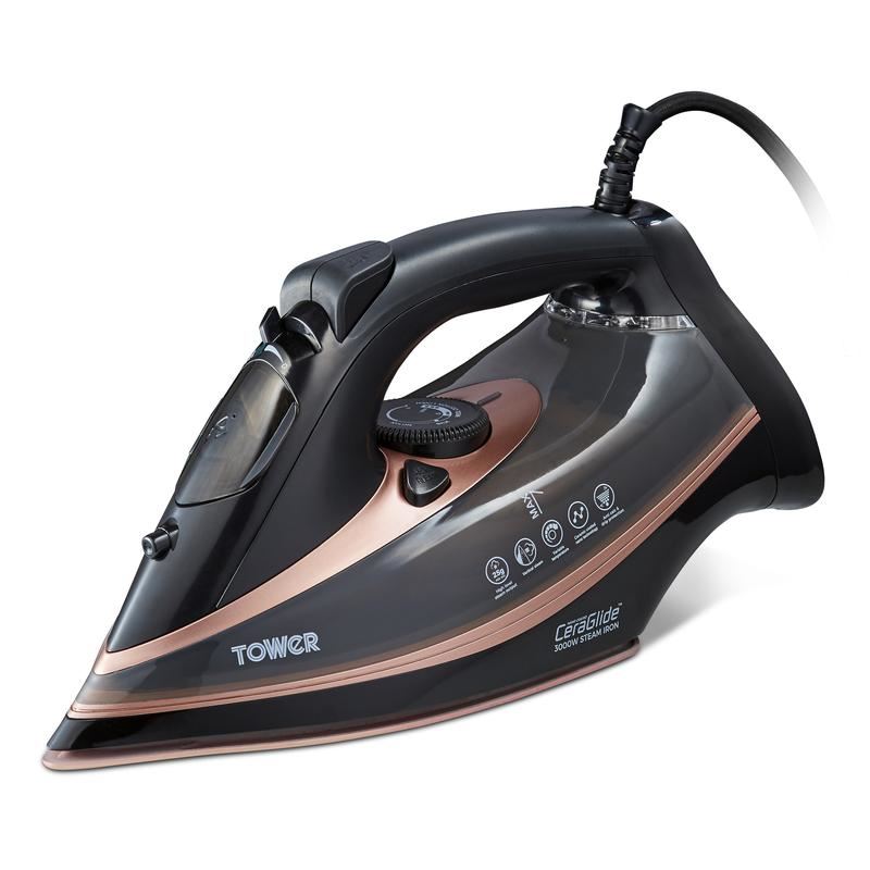 Tower Pink CeraGlide 3100W Ultra Speed Iron Black / Rose Gold