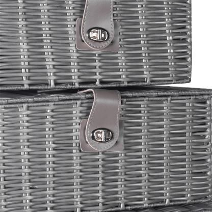 Resin Woven Storage Baskets - Set of 3 Grey | M&W