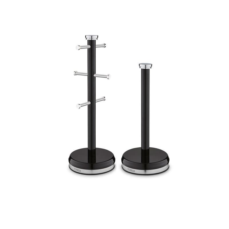 Tower Belle Mug Tree and Towel Pole Set Noir