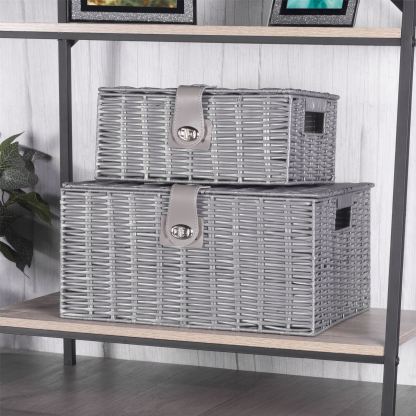 Resin Woven Storage Baskets - Set of 3 Grey | M&W