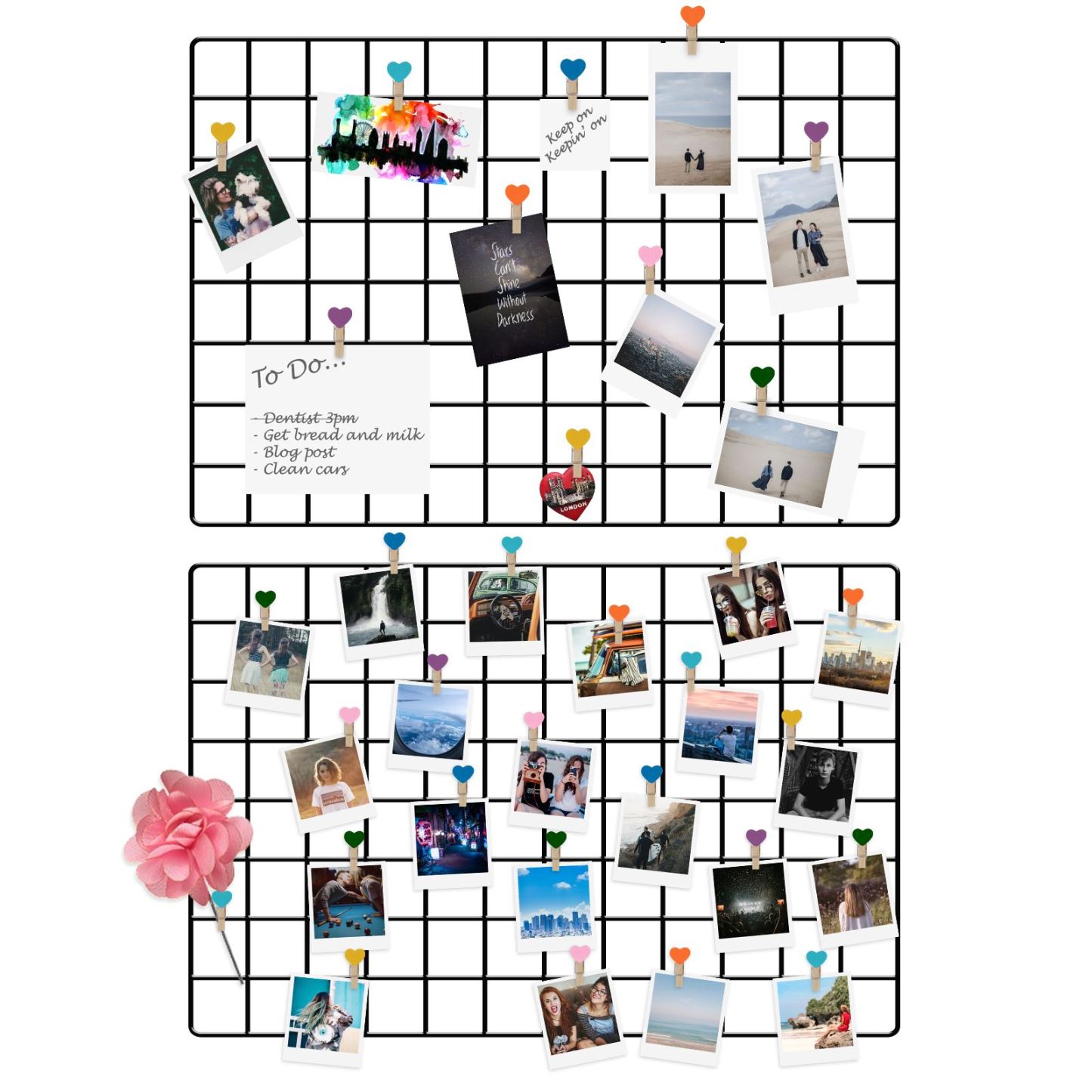 Hanging Grid Organisation & Photo Wall Panels - Pack of 2 Black | Pukkr