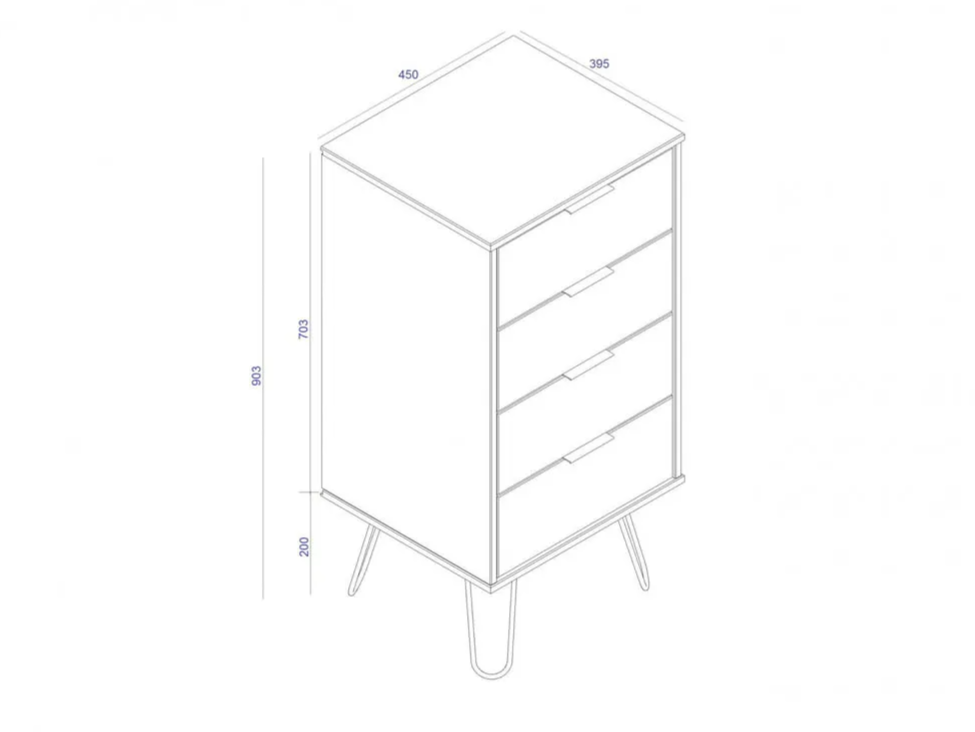 Augusta Driftwood 4 Drawer Narrow Chest Of Drawers