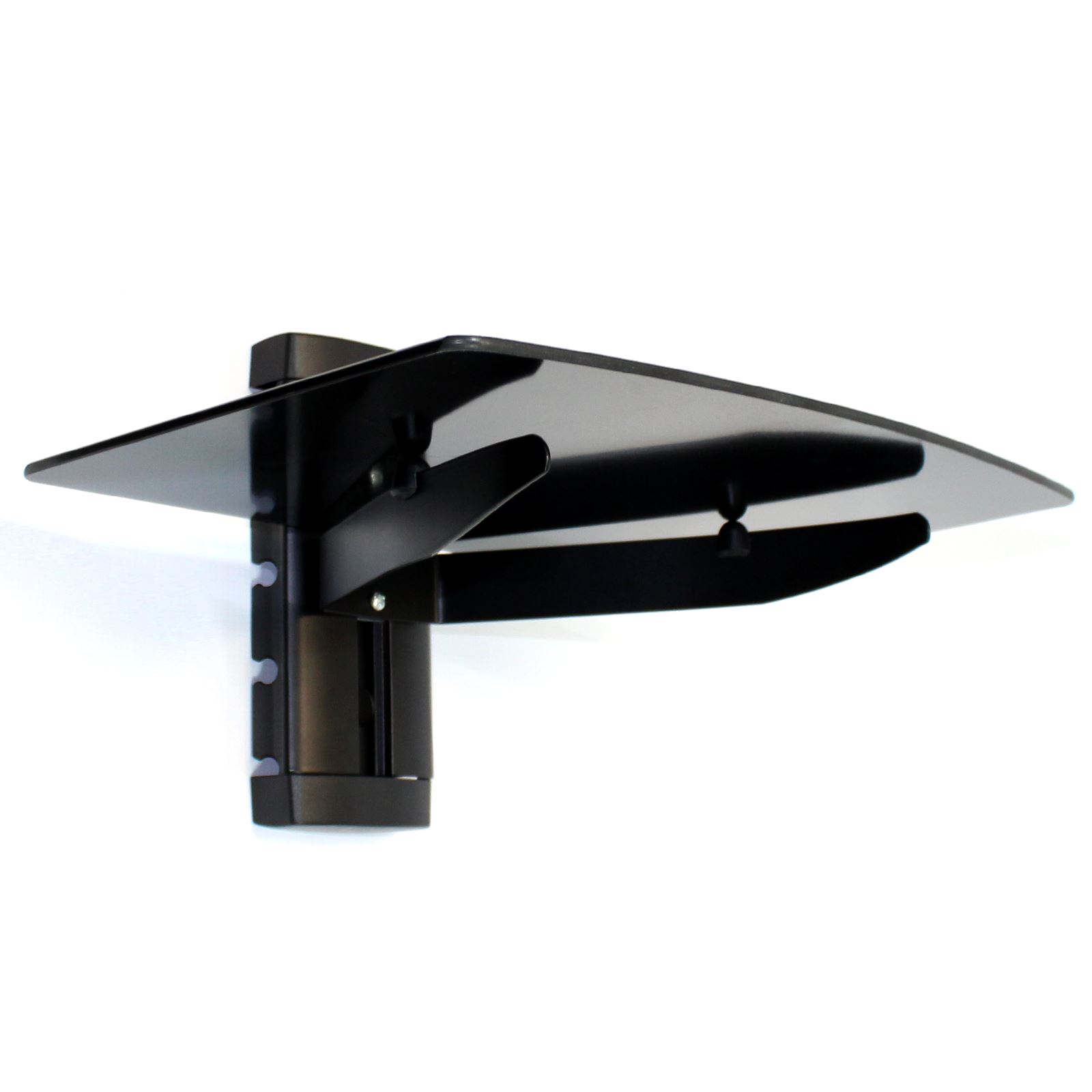Tempered Black Glass Floating Shelf 1 Tier | M&W