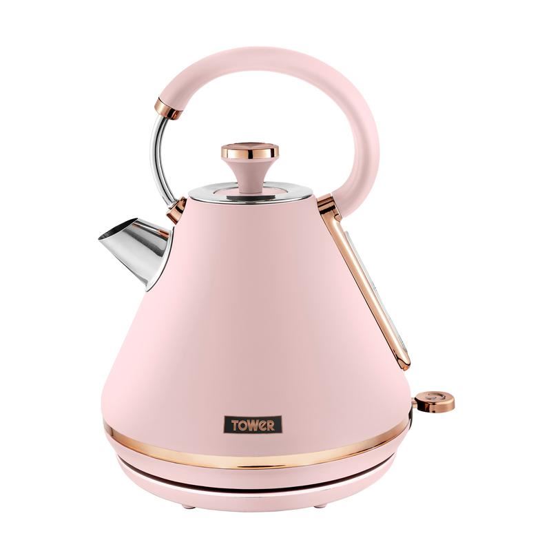 Tower Cavaletto 3KW 1.7L Marshmallow Pink & Rose Gold Pyramid Kettle U