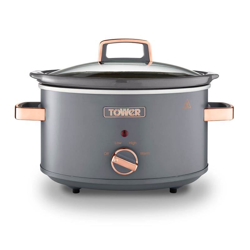 Tower Grey & Rose Gold Cavaletto 3.5 Litre Slow Cooker