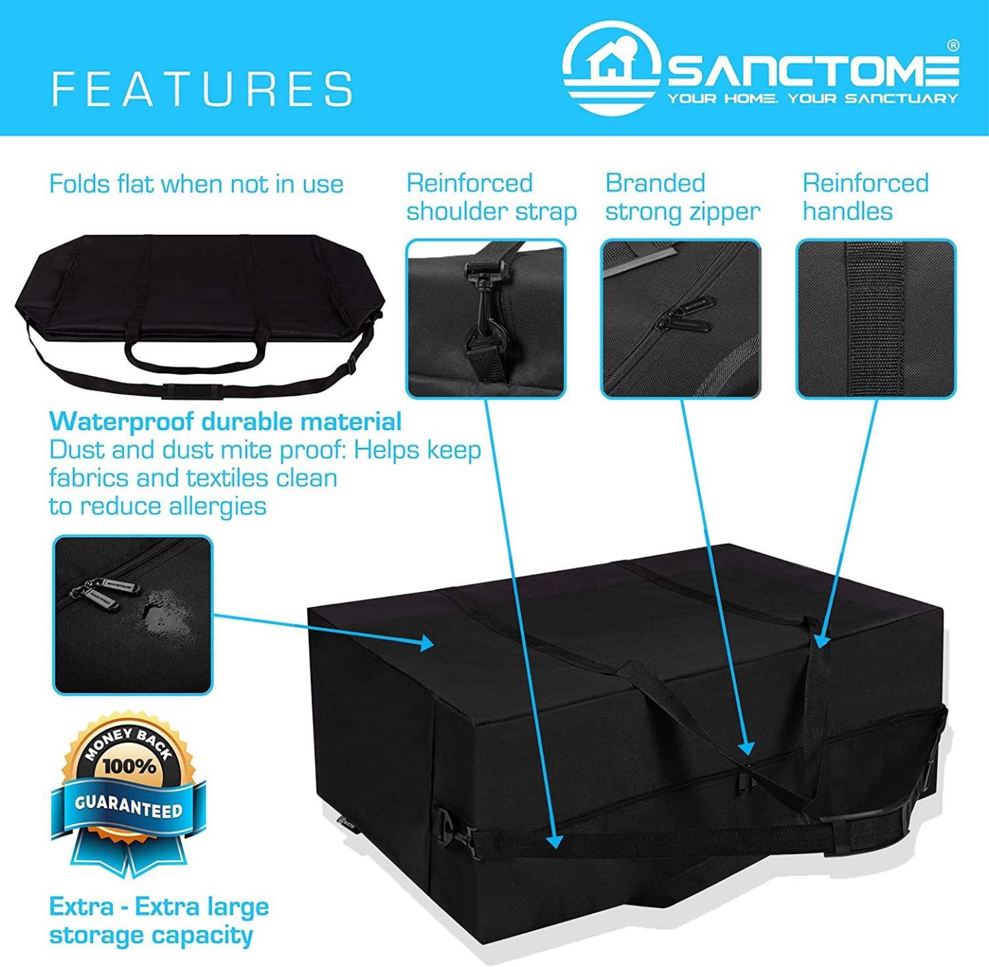 SANCTOME Black 155L Heavy Duty Waterproof Black Clothes Storage Bag