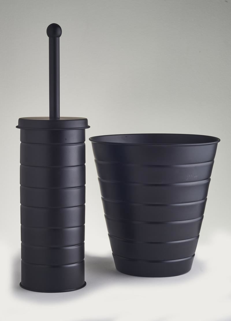 OurHouse Black Toilet Brush & Bin Set