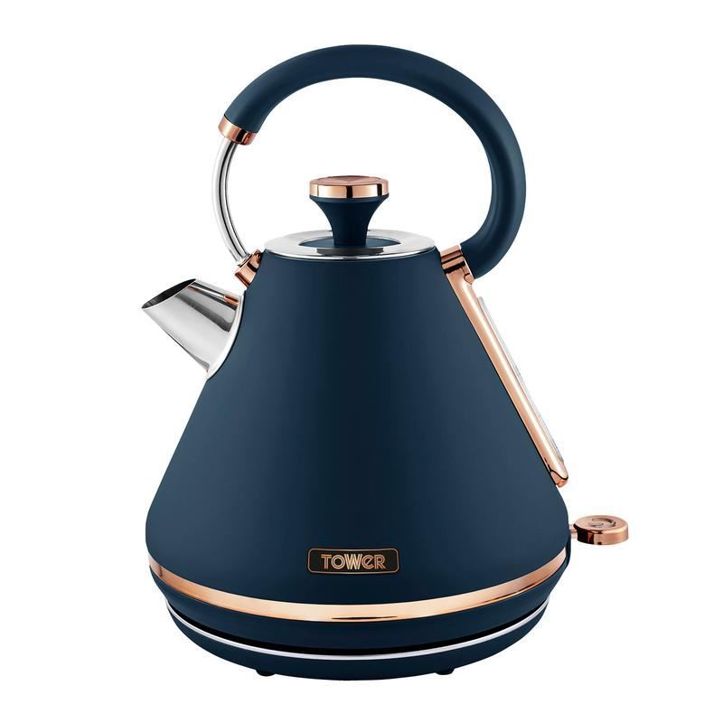 Tower Cavaletto 3KW 1.7L Pyramid Midnight Blue and Rose Gold Kettle UK Plug