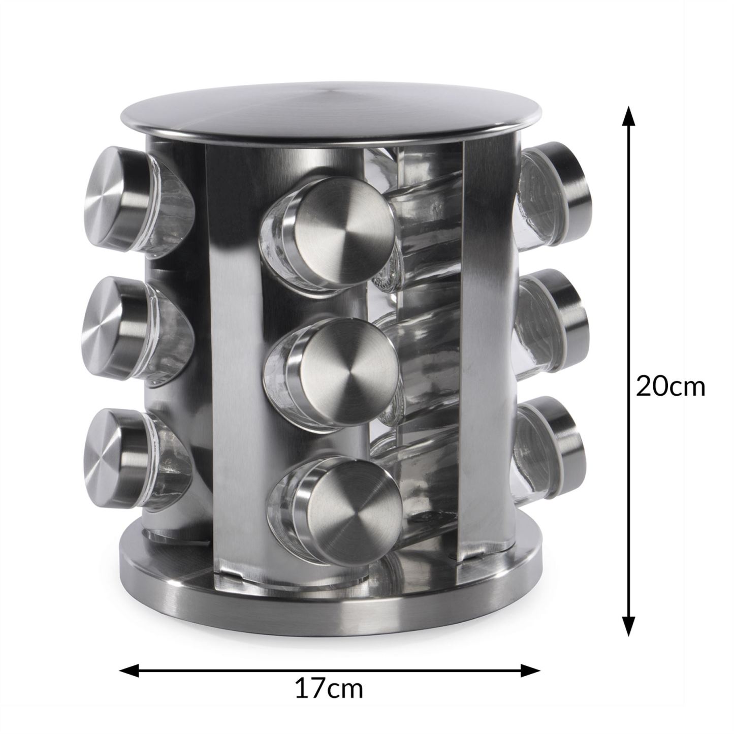 Revolving Spice Rack with 12 Glass Jars Included | M&W