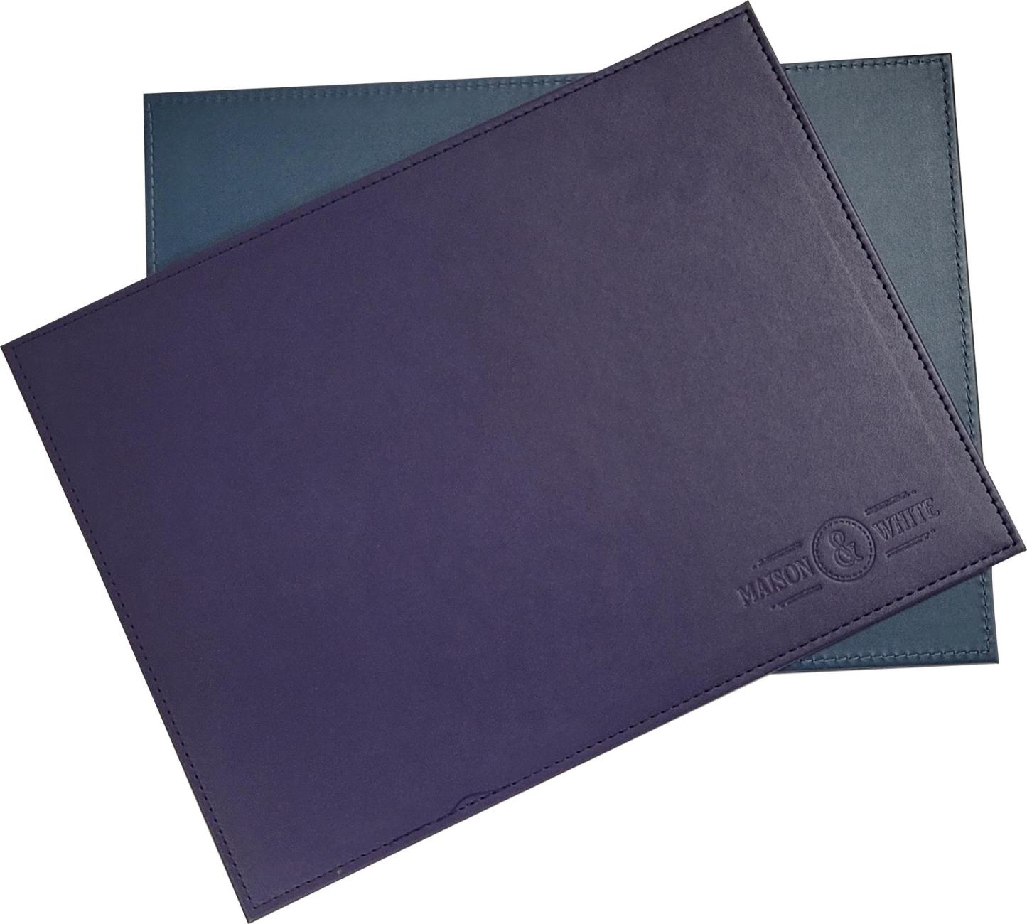 Faux Leather Placemats & Coaster Table Set Blue - 12 Piece | M&W