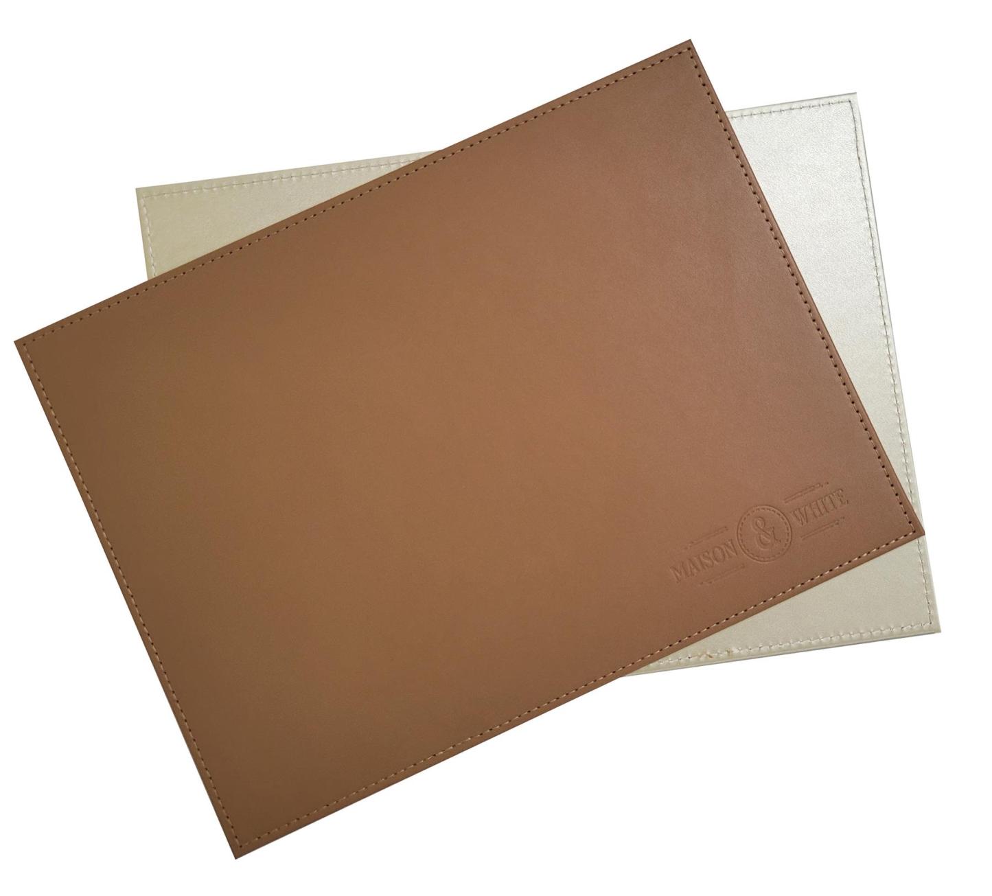 Faux Leather Placemats & Coaster Table Set Brown - 12 Piece | M&W