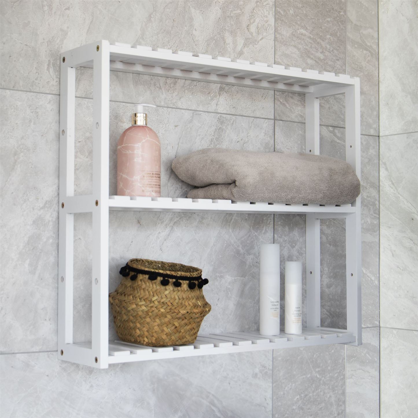 3 Tier Bamboo Shelves - White | M&W
