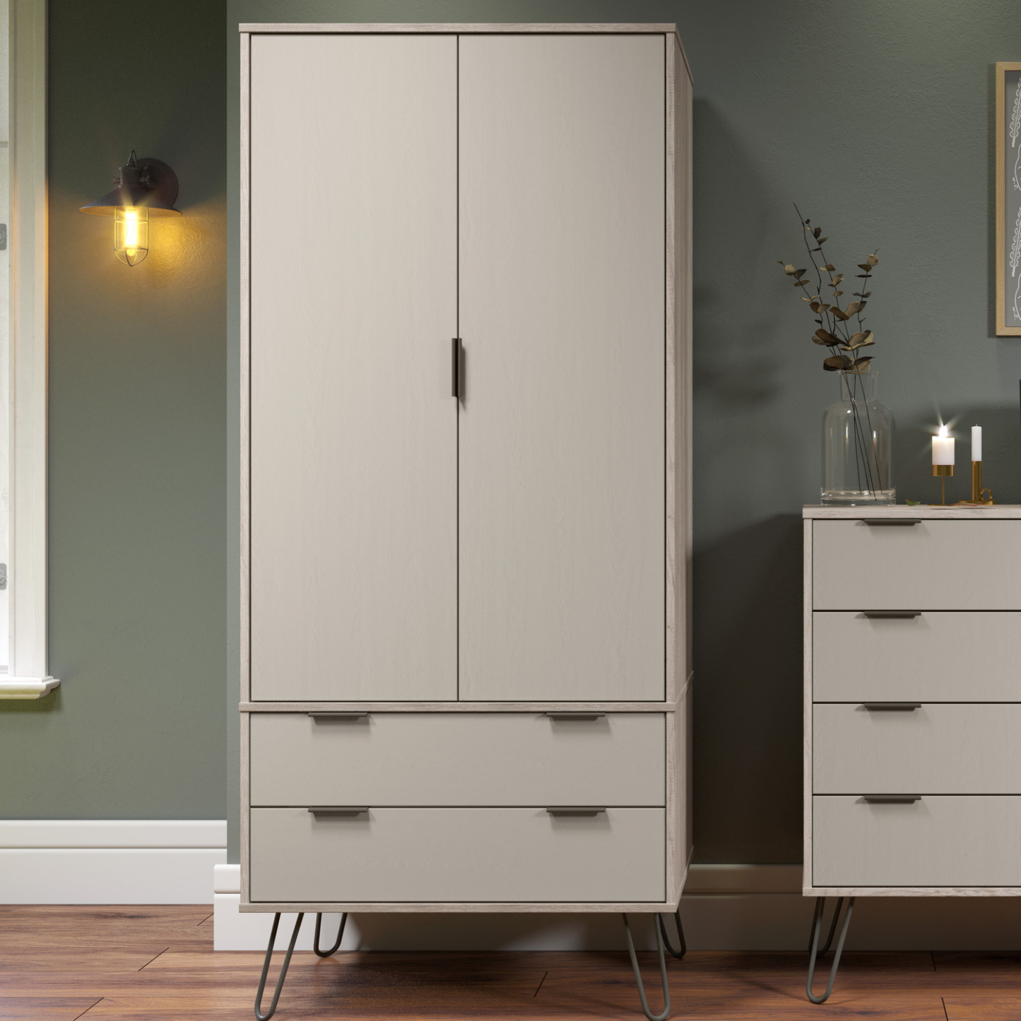 Augusta Driftwood 2 Door 2 Drawer Wardrobe