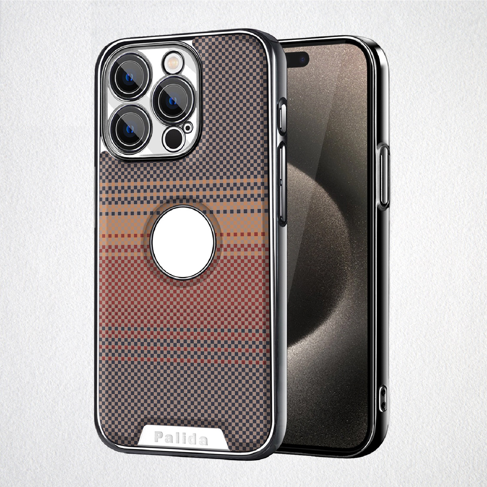 Sunset Series Carbon Fiber Leather Texture Hollow Phone Case