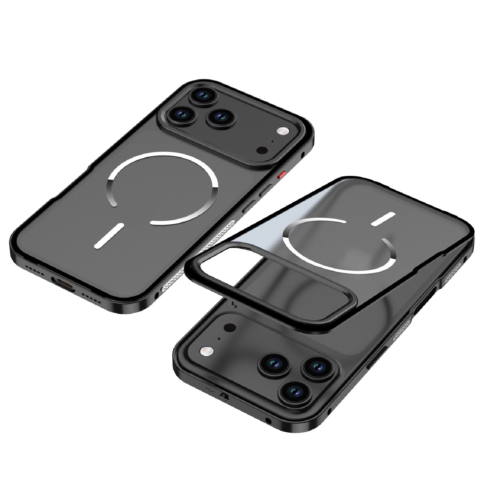 New Design Frosted Back Metal Frame Magnetic Anti-Fall Phone Case