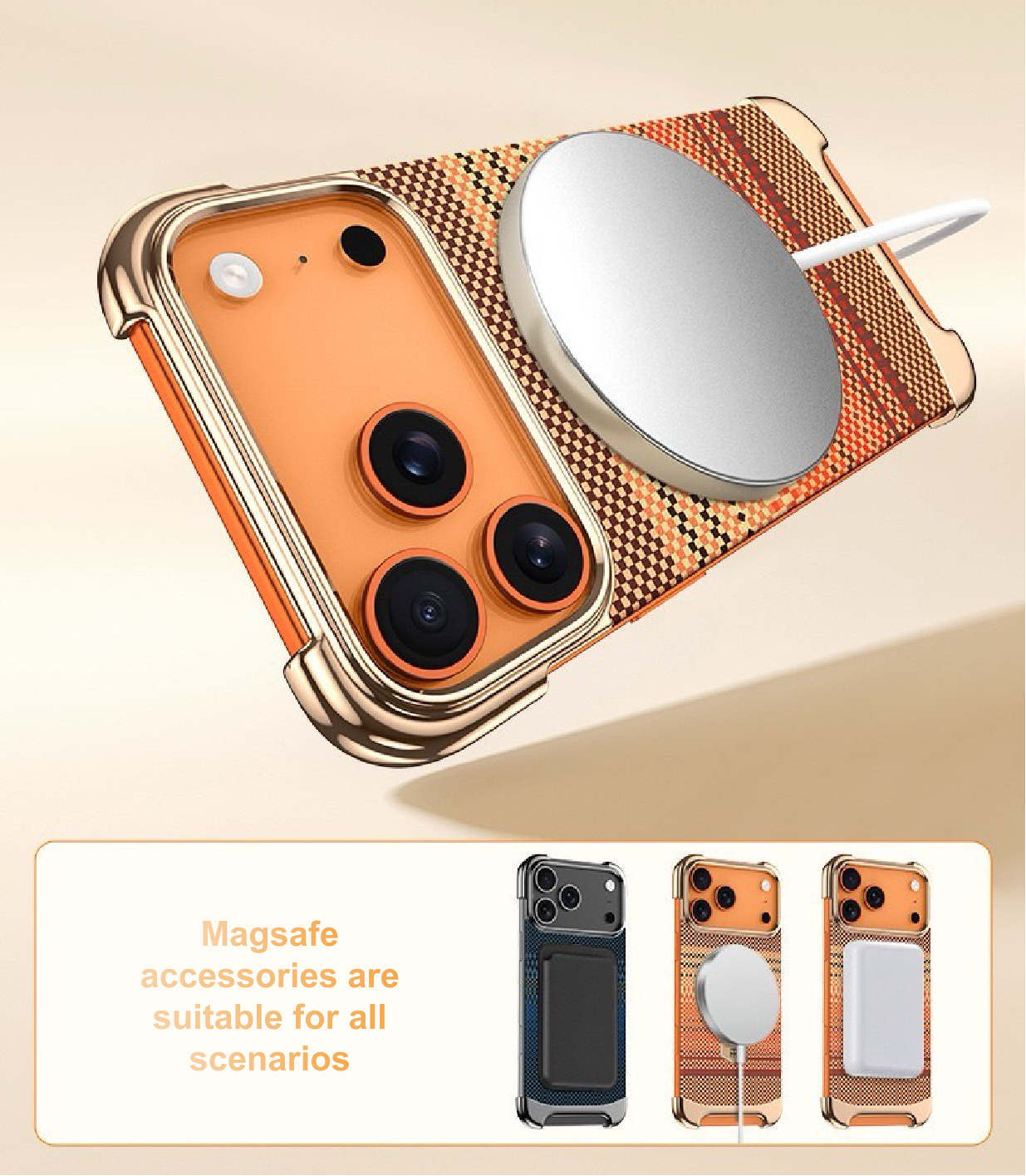 Noble Artistic Frame Carbon Fiber Pattern Magnetic Bracket Phone Case