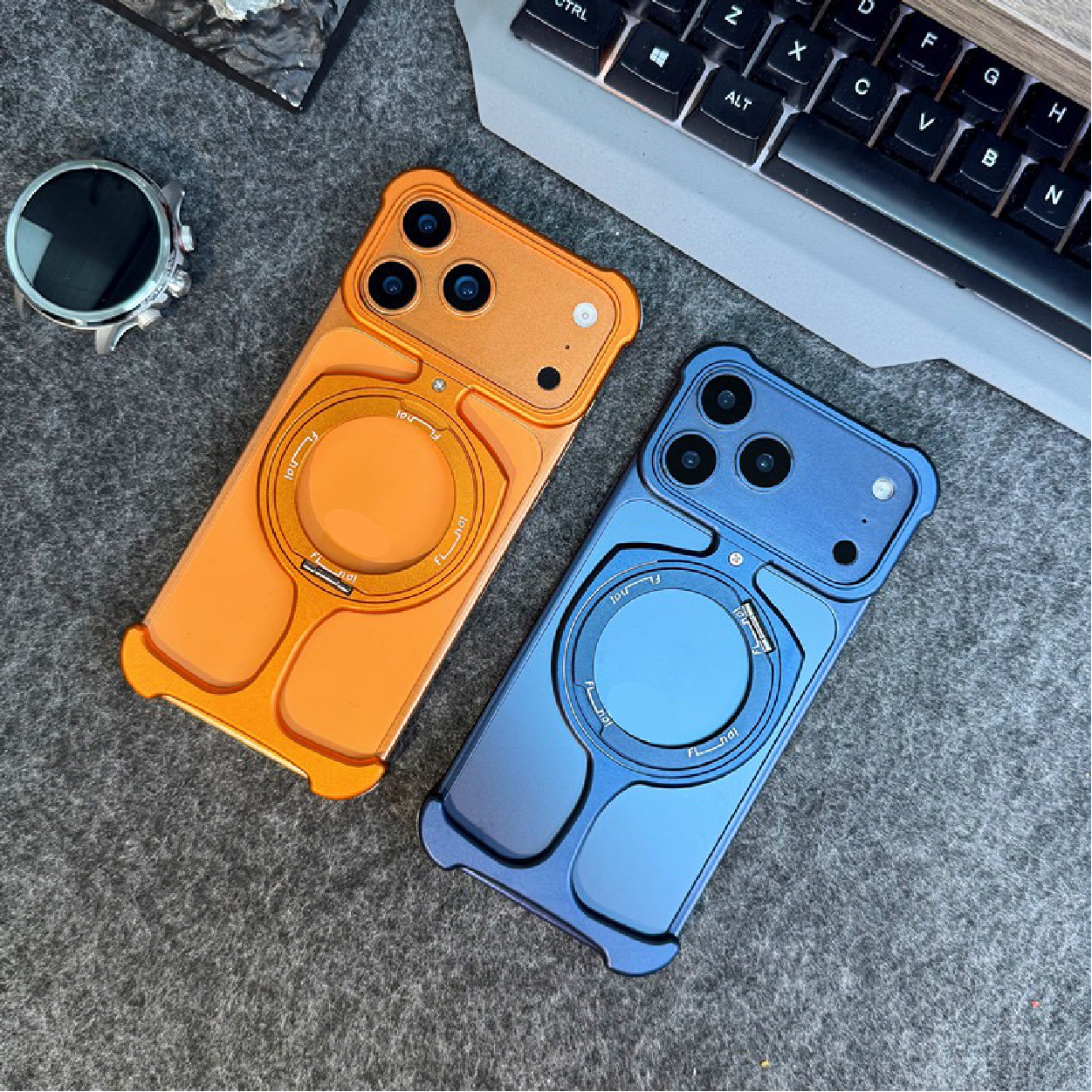 Compatible with Apple and Samsung metal frameless rotating magnetic stand phone cases