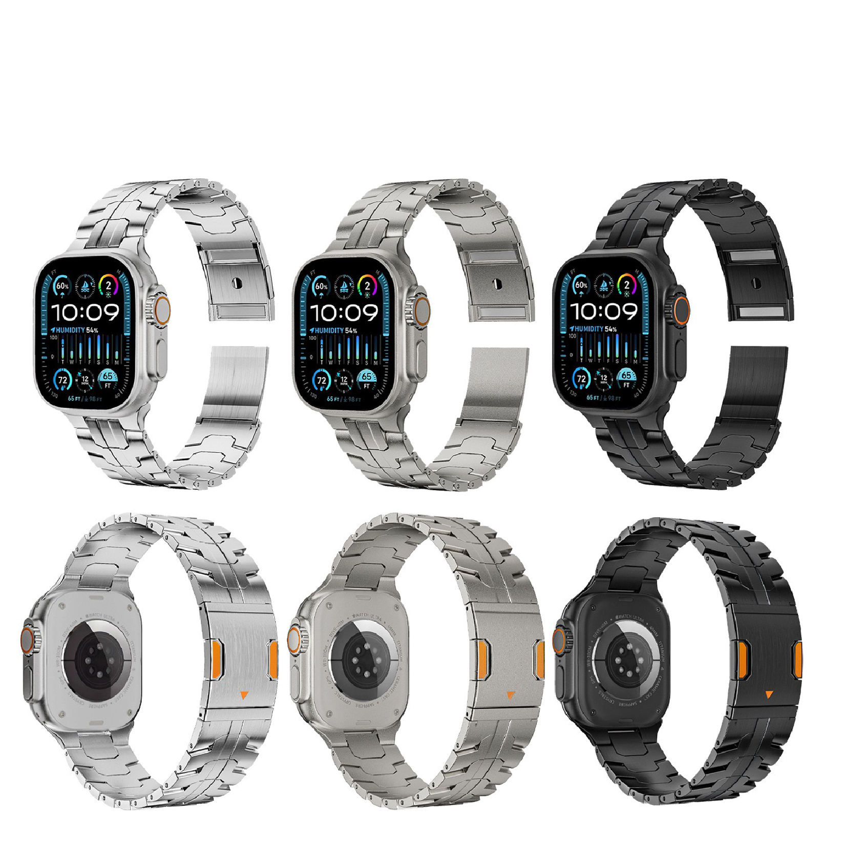 MGD Compatible with Apple Watch bands 42/46/44/45/49mm New Magnetic Ultra Pure Titanium iWatch Band, S9 Titanium Alloy-MGD CASE