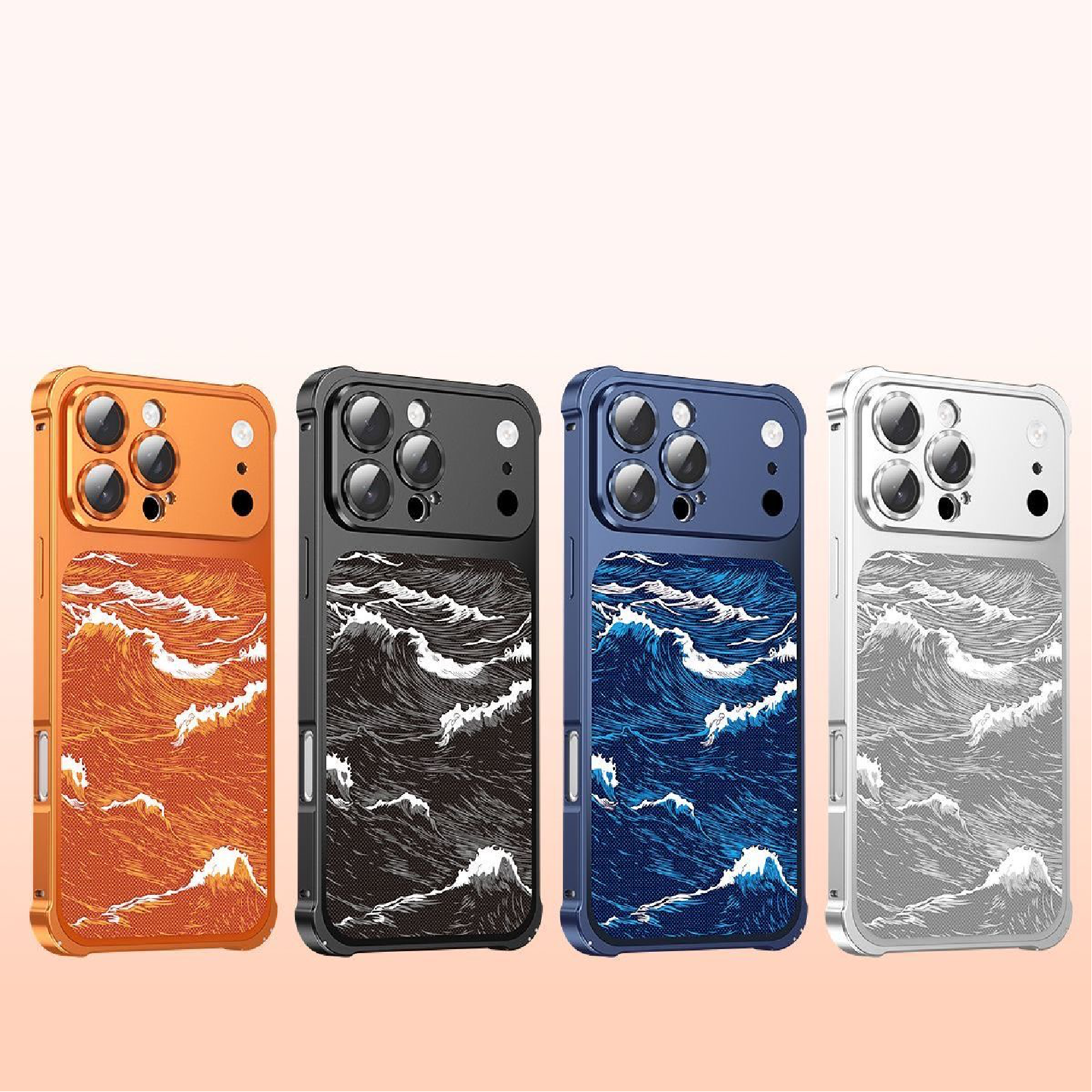 Business-style wave-patterned Kevlar embossed magnetic phone case