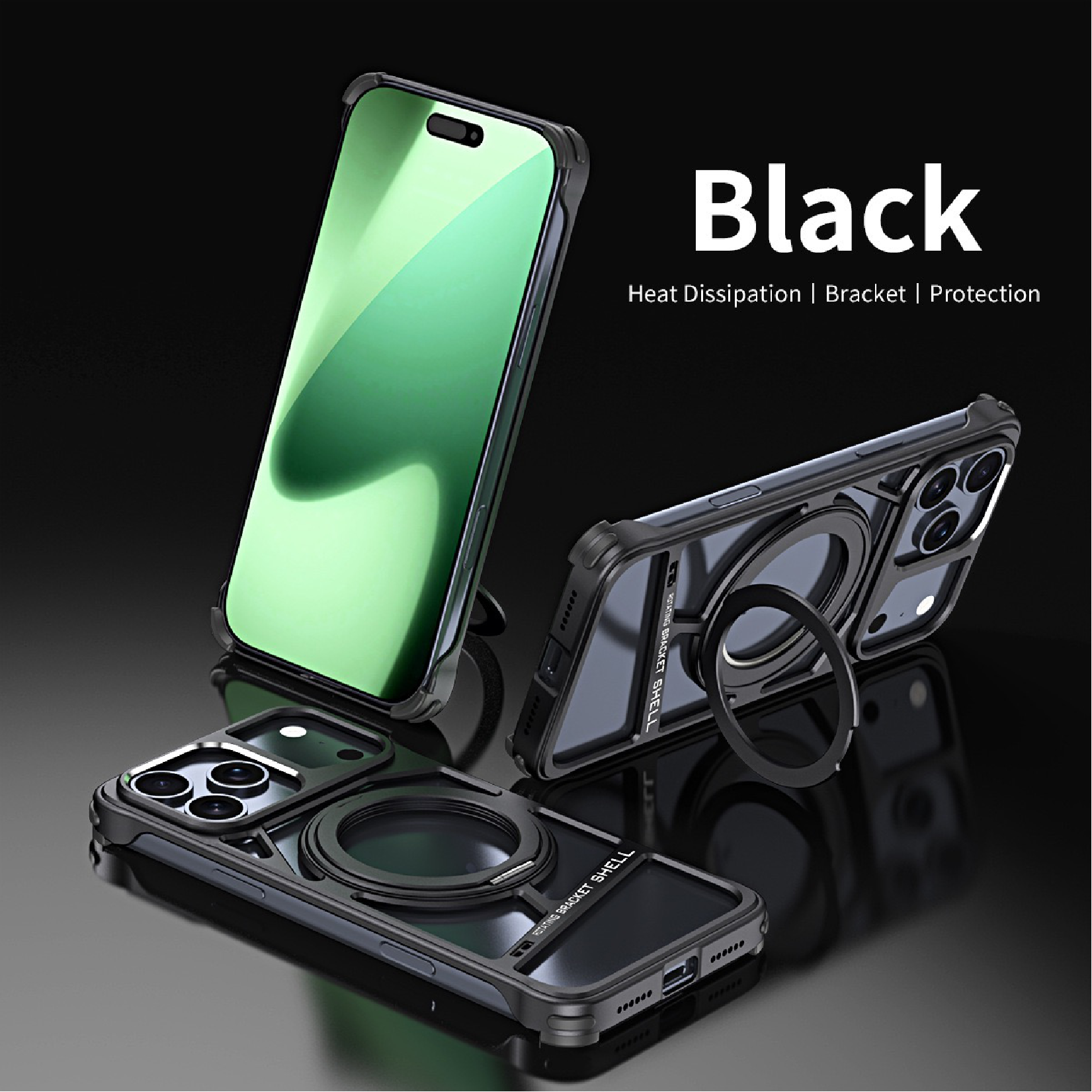 Magnetic Heat Dissipation Metal Rotating Stand Phone Case