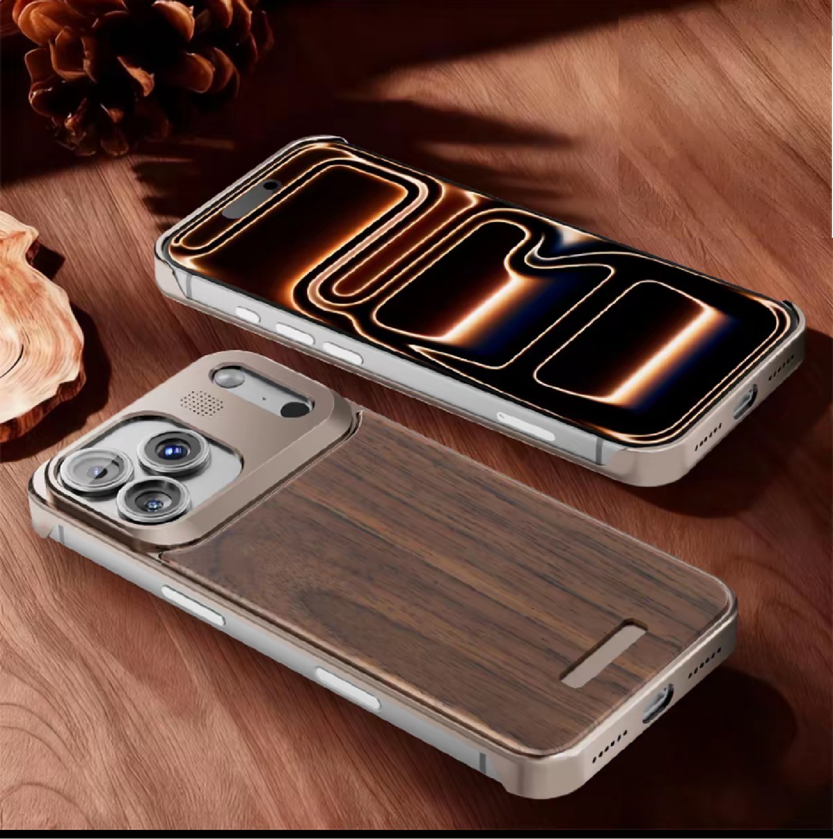 Brand New Upgraded Version Walnut Metal Aromatherapy Phone Case