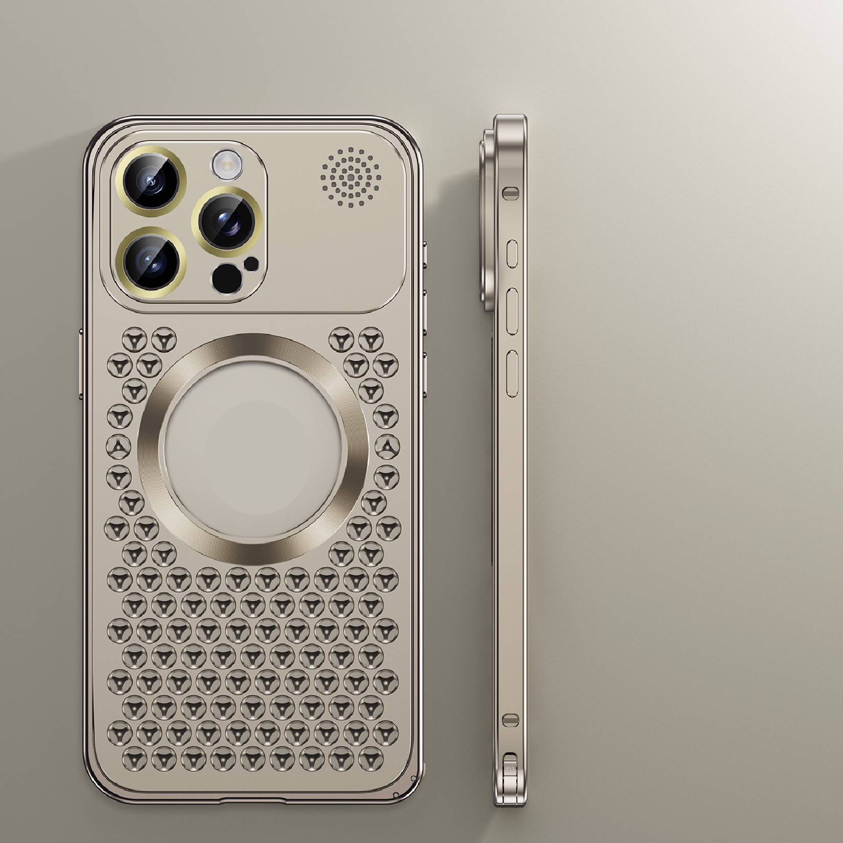 Heat dissipation anti-fall metal magnetic phone case