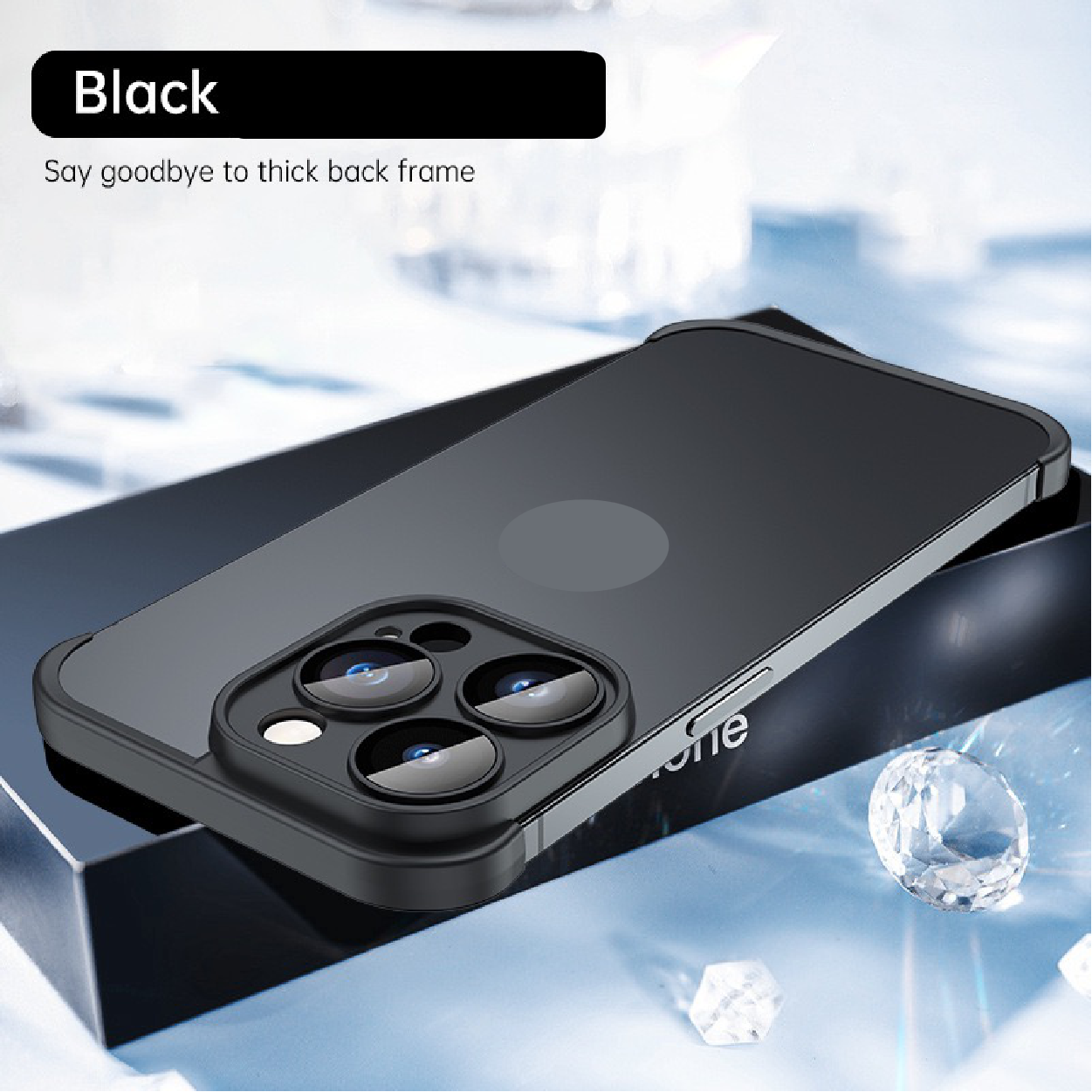 Frameless lens protective phone case