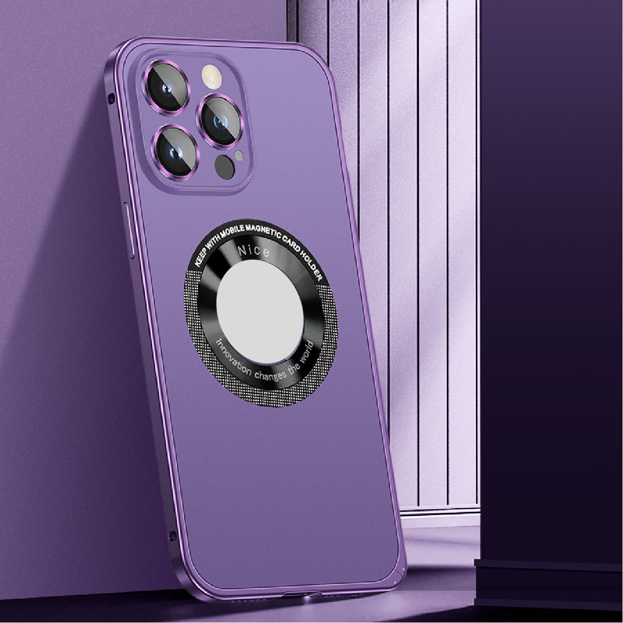 Magnetic metal frame mobile phone case
