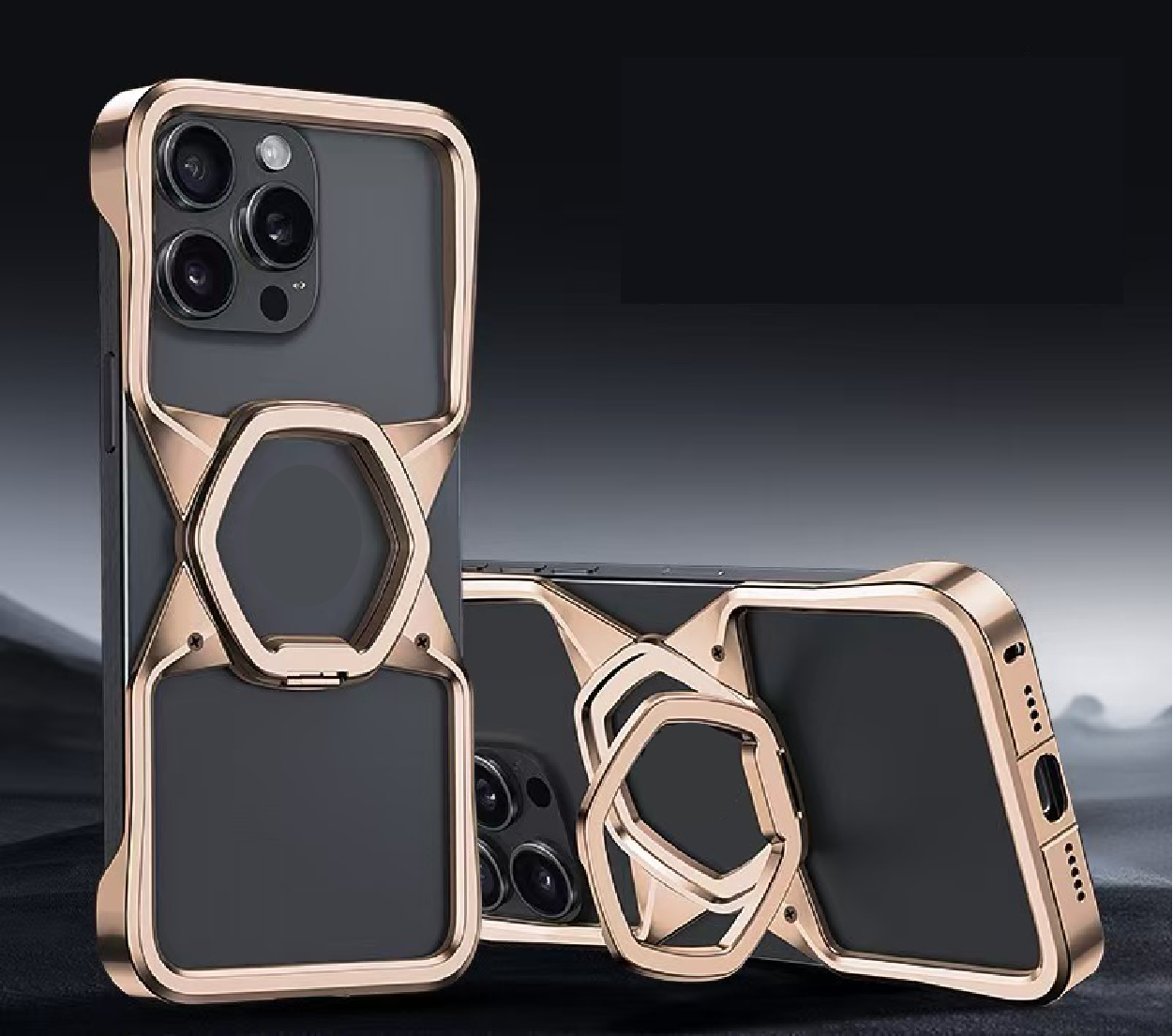 Hexagonal Metal Stand Magnetic Phone Case