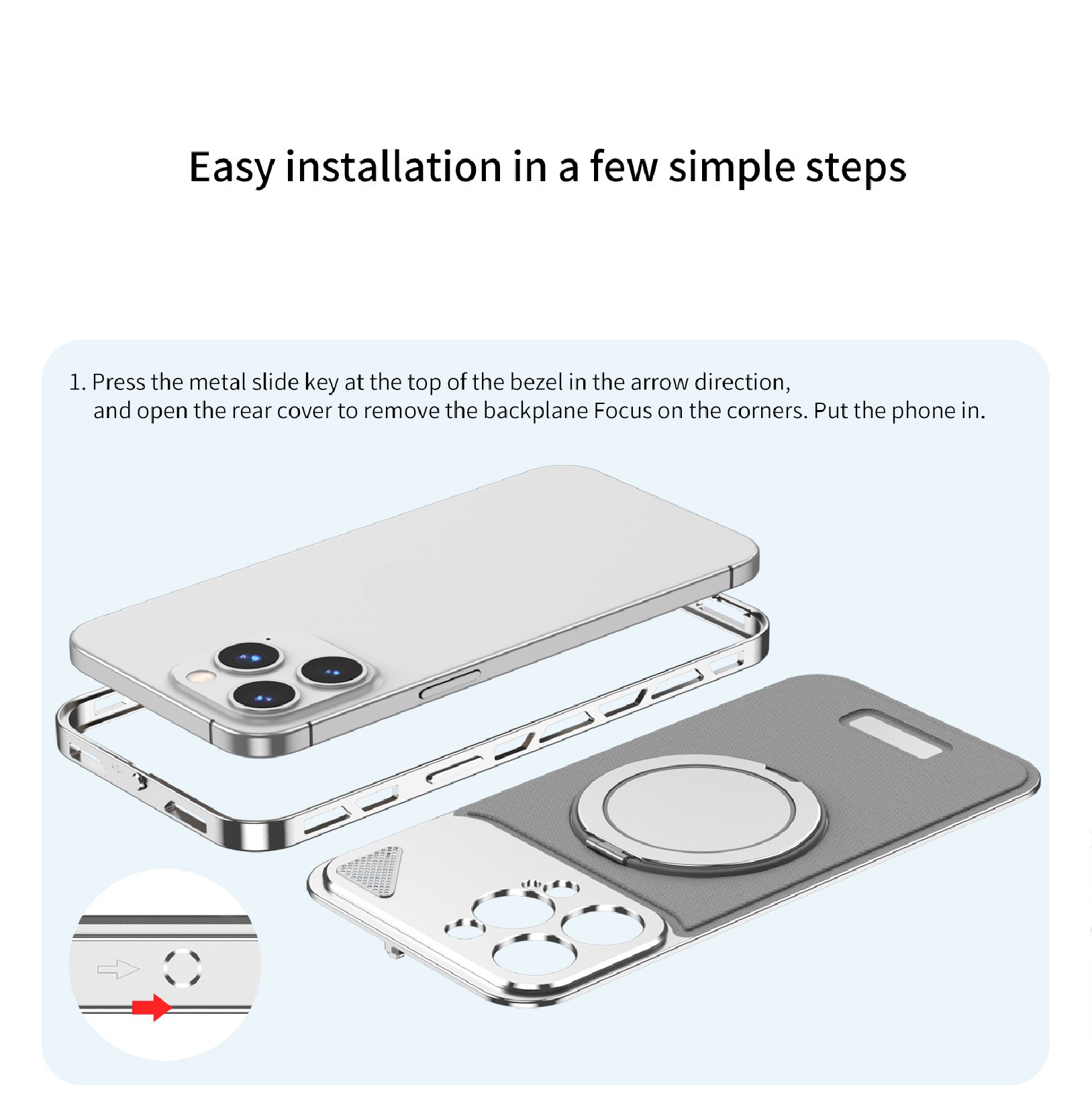 Metal Leather Buckle Magnetic Phone Case