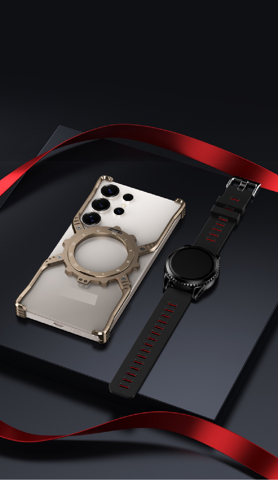 2025 Mechanical Gear Luminous Rotating Bracket Magnetic Phone Case