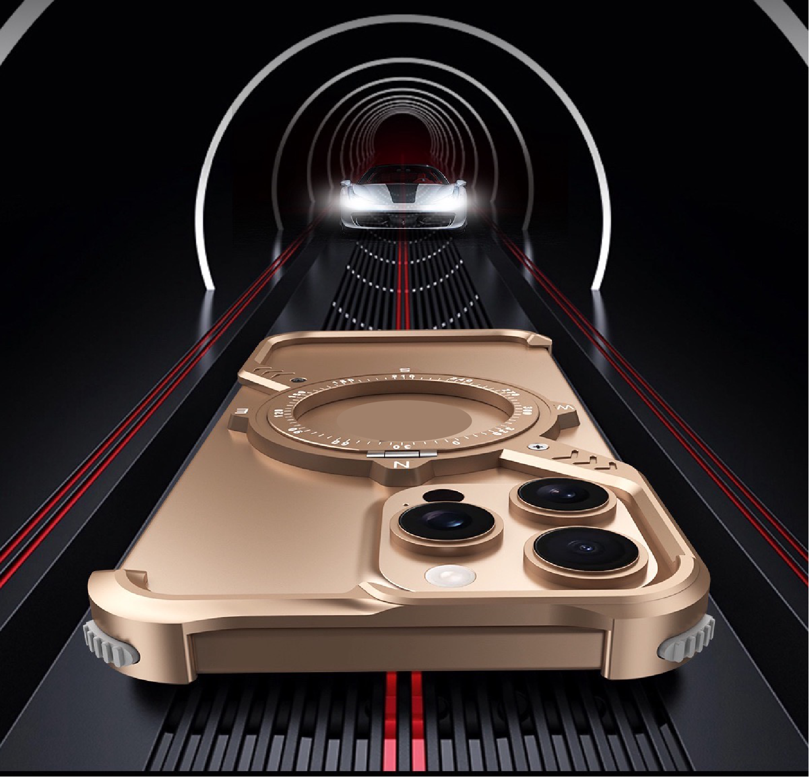 S-shaped Compass Rotating Magnetic Bracket Mobile Phone Case