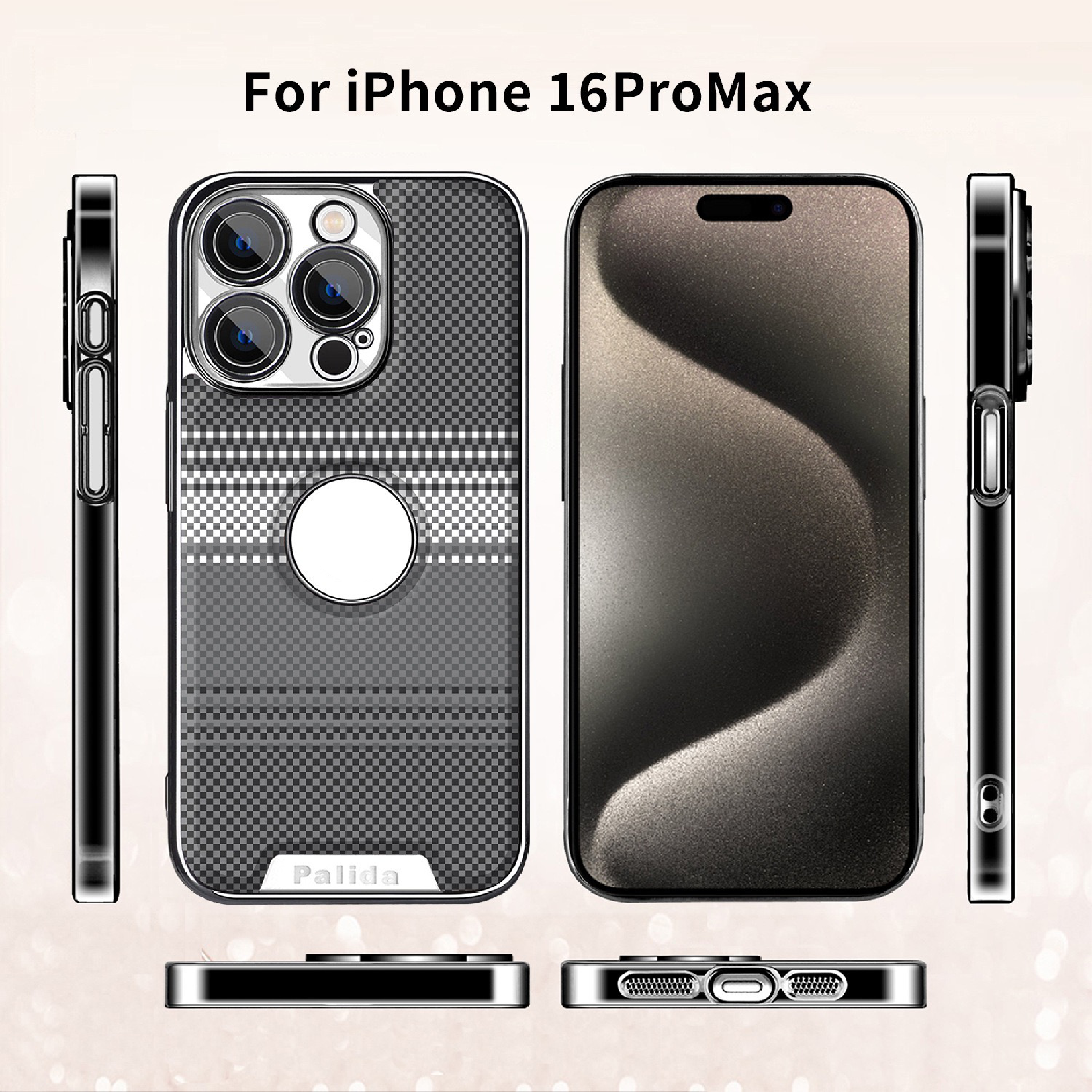 Sunset Series Carbon Fiber Leather Texture Hollow Phone Case